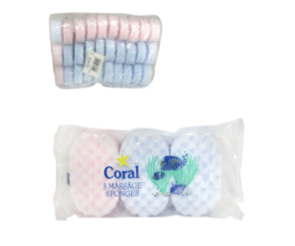 Coral Massage Sponges 3 Pack (Case of 10)