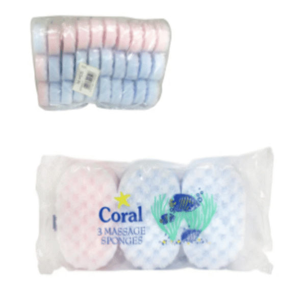 Coral Massage Sponges 3 Pack (Case of 10)